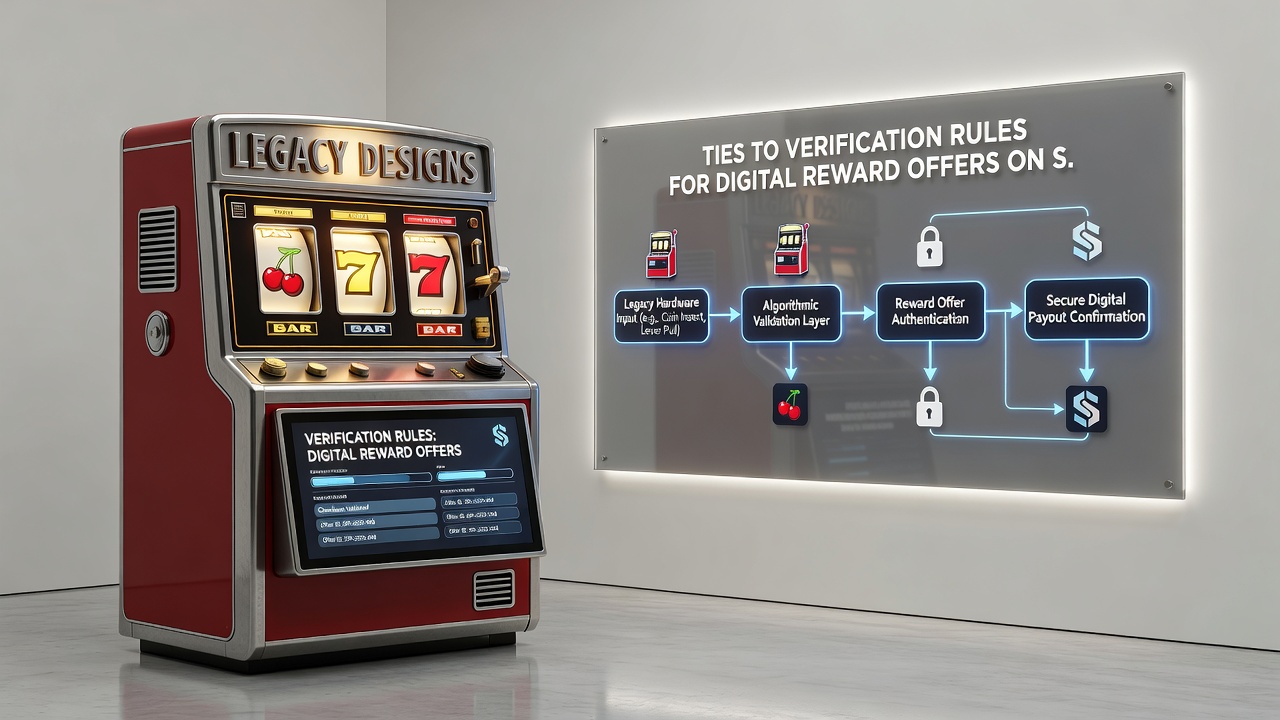 Close-up of smartphone screen displaying fruit machine symbols with verification overlay for digital rewards